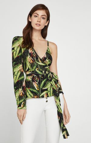 Top Envolvente con Estampado "Ave del Paraíso"