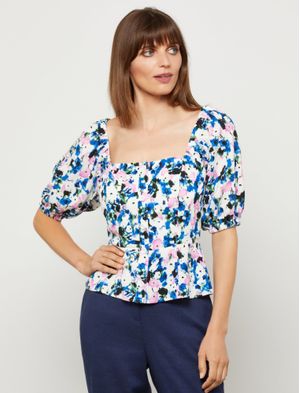 Blusa manga abullonada estampado floral
