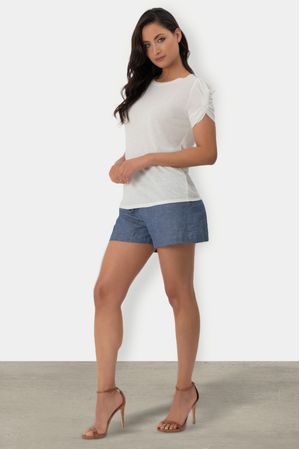 Blusa manga corta frunce