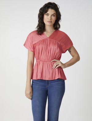 Blusa Plisada Satinada Peplum