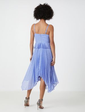 Vestido de Fiesta Plisado Floral con Peplum