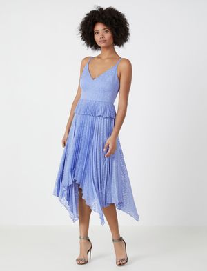 Vestido de Fiesta Plisado Floral con Peplum
