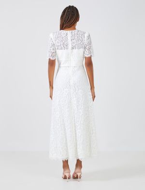 Vestido Midi de Encaje Manga Corta