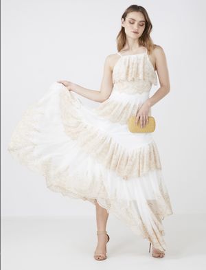 Vestido Largo Bordado Floral