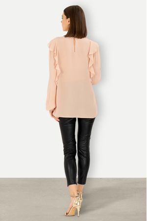 Blusa Manga Larga Volantes en Hombro