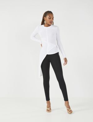 Blusa Manga Larga con Peplum al Costado