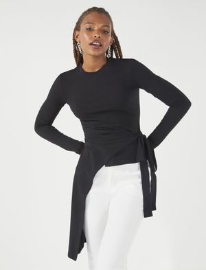 Blusa Manga Larga con Peplum al Costado