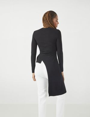 Blusa Manga Larga con Peplum al Costado