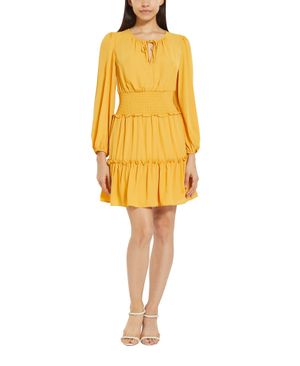 Vestido Manga Larga Cintura Smock