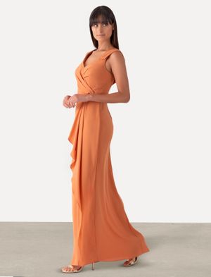 Vestido Largo Asimétrico Drapeado Un Solo Hombro