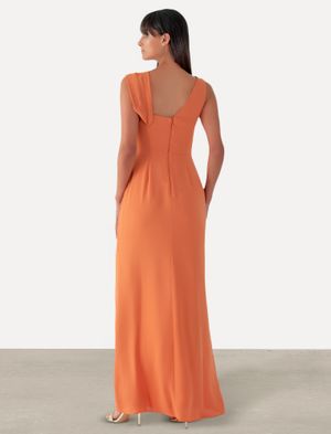 Vestido Largo Asimétrico Drapeado Un Solo Hombro