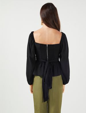 Blusa Manga Larga Peplum