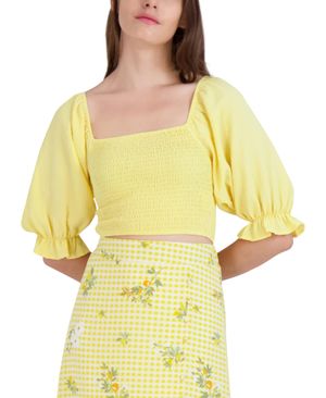 Blusa Manga Abullonada Fruncida