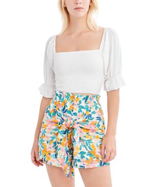 Blusa Manga Abullonada Fruncida