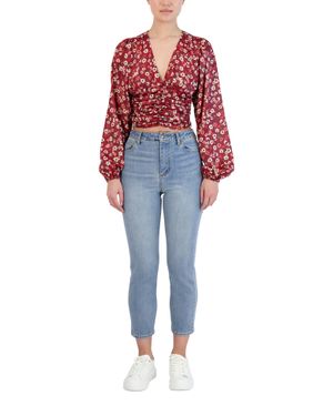Crop Top Manga Abullonada Floral