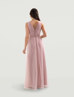 Vestido Largo de Noche con Aplicaciones Bordadas