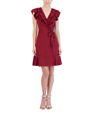 Vestido Corto con Volantes Lazo en Cintura