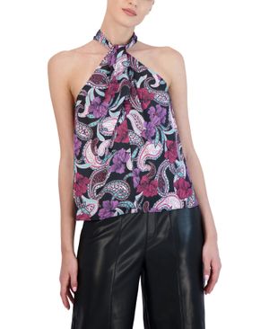 Blusa Halter con Nudo Floral Paisley
