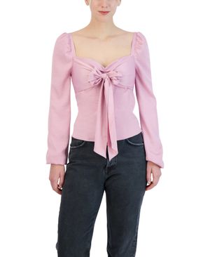Blusa Manga Larga con Pliegues y Lazo
