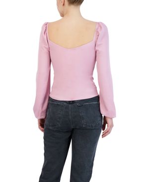 Blusa Manga Larga con Pliegues y Lazo