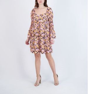 Vestido Corto Manga Larga Floral