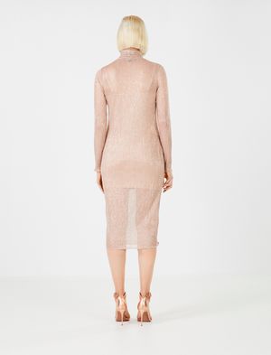 Vestido Midi Manga Larga Metalizado