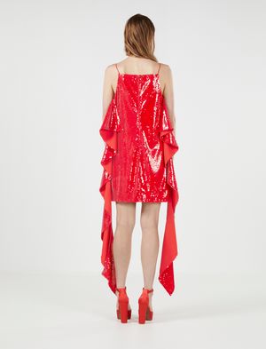 Vestido Corto de Lentejuela con Volantes Milana