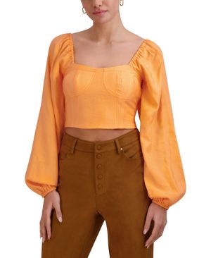Blusa Crop Manga Larga Efecto Bustier
