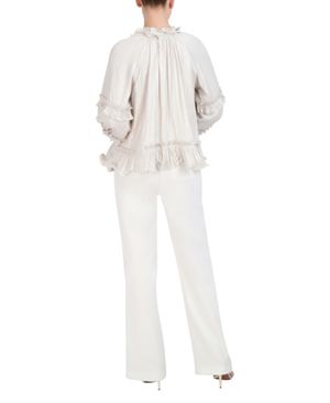 Blusa Manga Larga con Volantes Plisados