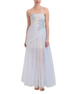 Vestido Largo de Noche de Tul con Bordado