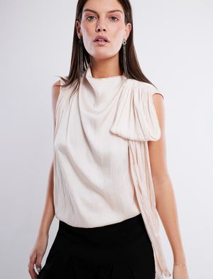 Blusa Drapeada con Lazo