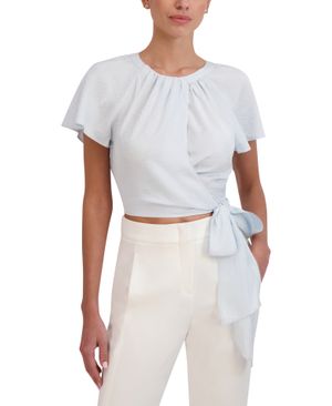 Blusa Manga Corta con Pliegues y Lunares