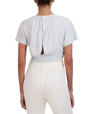 Blusa Manga Corta con Pliegues y Lunares