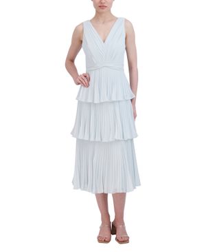 Vestido Largo Plisado con Drapeado a la Cintura