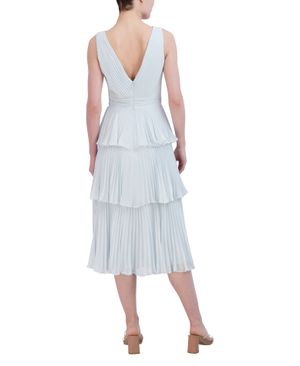 Vestido Largo Plisado con Drapeado a la Cintura