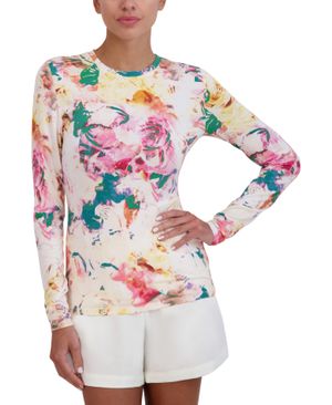 Camiseta Manga Larga Floral Abstracto