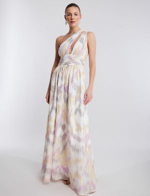 Vestido Largo Asimetrico Metalizado Cutout  Madison
