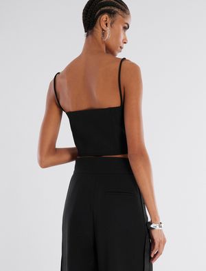 Crop Top Bustier Cierre Metálico Separable Al Frente