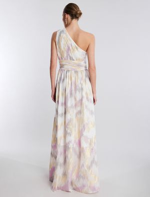 Vestido Largo Asimetrico Metalizado Cutout  Madison