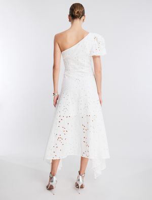 Vestido Midi Asimétrico Bordado Suizo