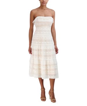 Vestido Midi Strapless de Encaje