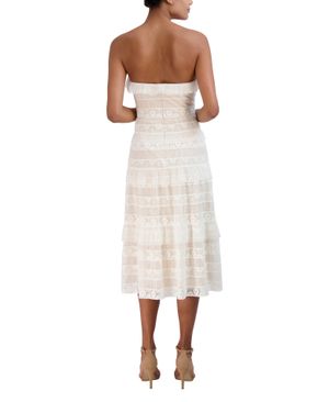 Vestido Midi Strapless de Encaje