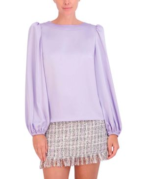 BLUSA MANGA ABULLONADA CON LAZO ESPALDA DESCUBIERTA