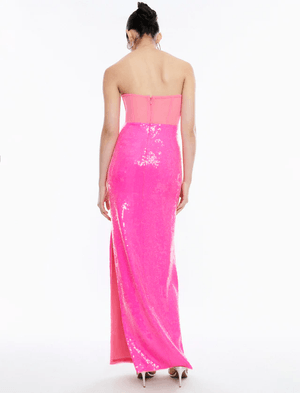 VESTIDO LARGO DE NOCHE BUSTIER DE LENTEJUELAS