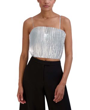 CROP TOP PLISADO METALIZADO