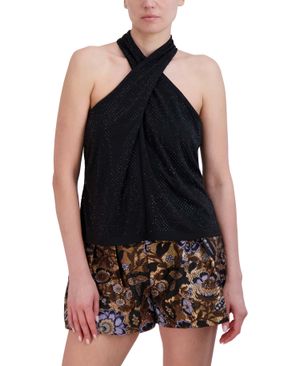 BLUSA HALTER CRUZADO CON PEDRERÍA
