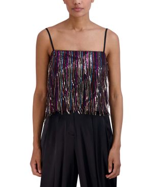 BLUSA DE TIRANTES DE FLECOS DE LENTEJUELA