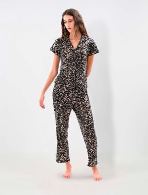 SET DE PIJAMA LARGA ANIMAL PRINT LEOPARDO