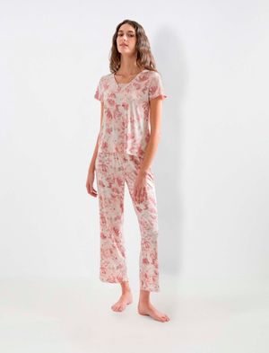 SET DE PIJAMA LARGAESTAMPADA FLORAL