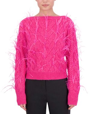 PULLOVER SUÉTER ASIMÉTRICO CROP CON PLUMAS
